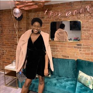 J. Crew Black Velvet Wrap Dress